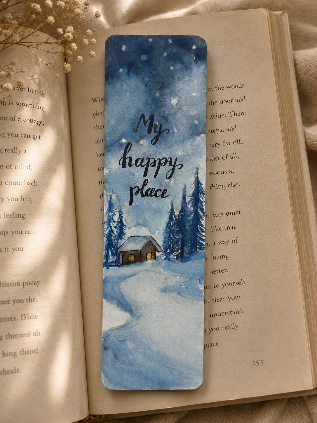 Winter night handmade bookmark
